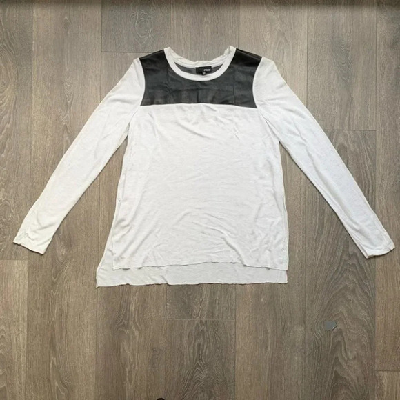 Aritzia Wilfred Free Simone Top Faux Leather Side Slit white Black Size XXS - Picture 5 of 13
